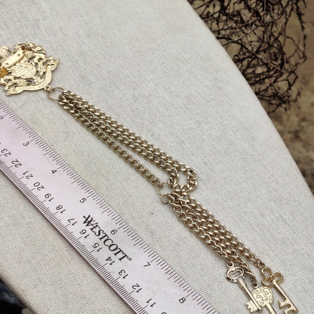 Vintage gold Saxony coat of arms chatellaine brooch - Picture 8 of 8